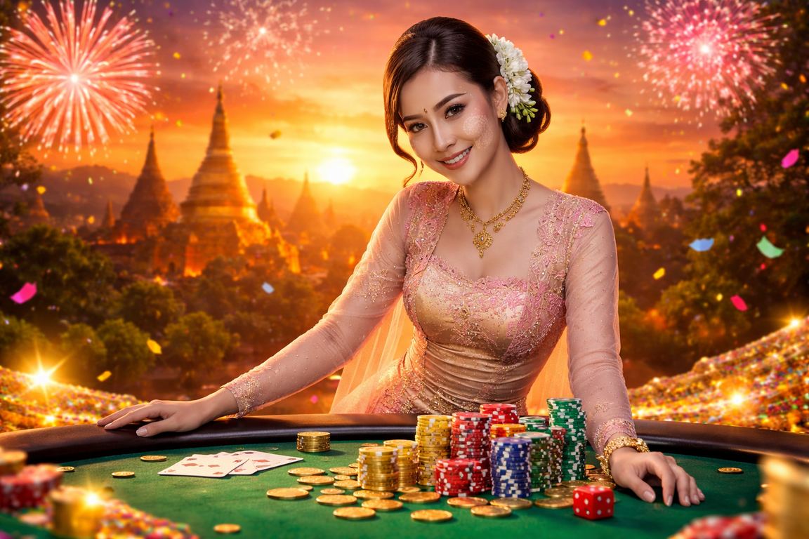 မန္တလေးတွင် ငွေလွှဲအတွက် ကပ်ပန့်သနပ်ခါးအလှဆင်ထားသော ငွေစက်ဝိုင်း
